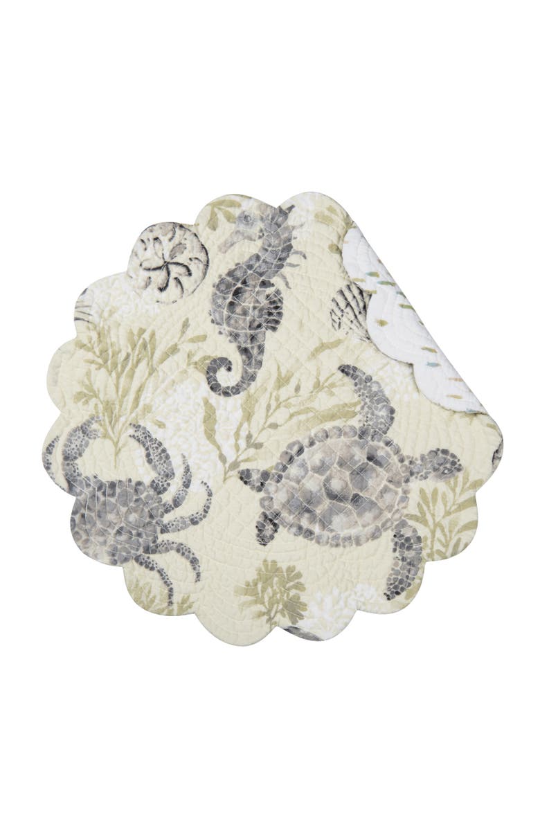 C&F Home Cannon Beach Round Placemats Set of 6, 17", Alternate, color, Beige