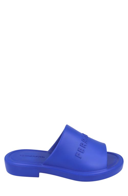 Ferragamo Giuneva Logo Embossed Slides In Blue