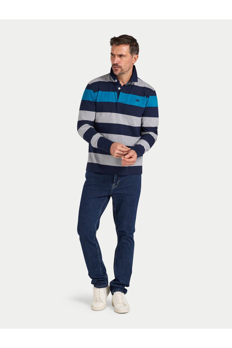 Long Sleeve Contrast Stripe Rugby Shirt, Alternate, color, Cobalt