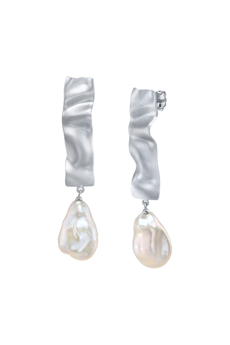 White Freshwater Baroque Pearl Reagan Earrings, Main, color, Sterling Silver