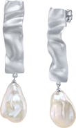 The Pearl Source White Freshwater Baroque Pearl Reagan Earrings