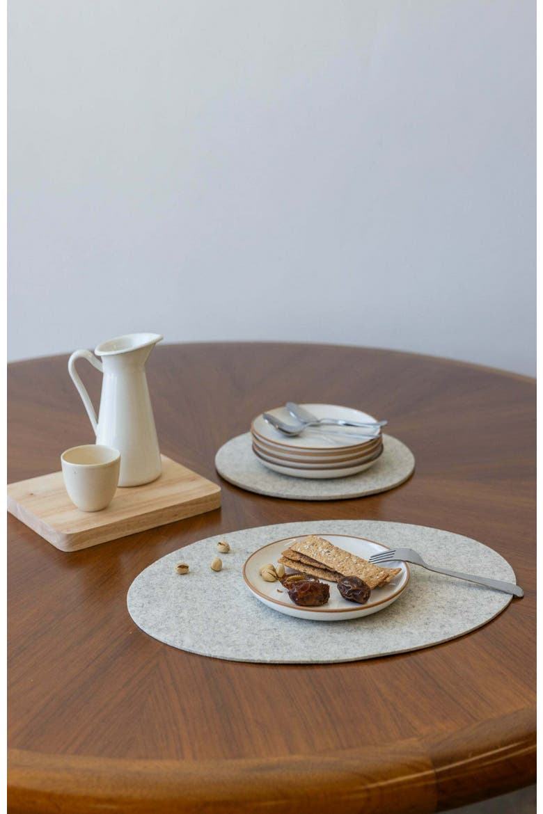 Merino Wool Oval Placemat, Alternate, color, Heather White