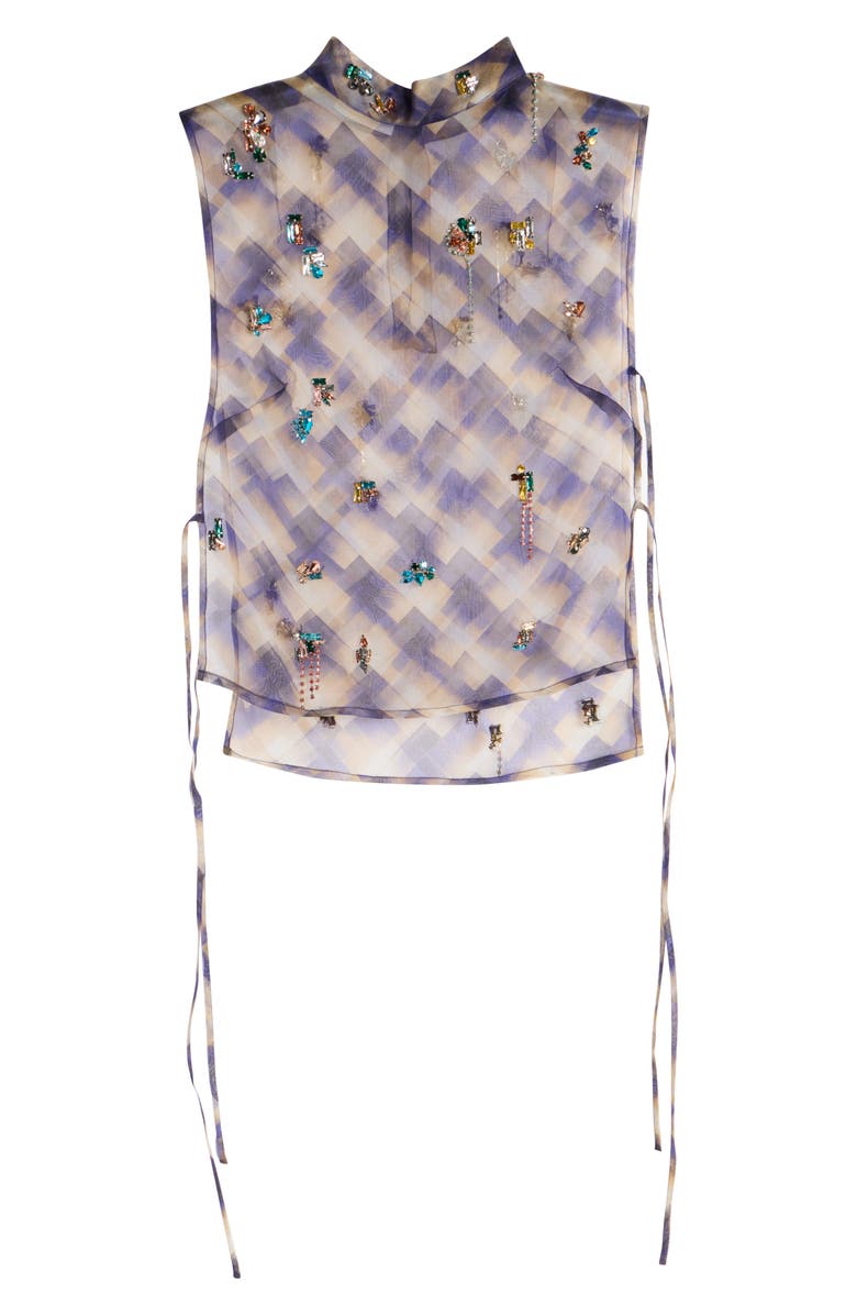 Dries Van Noten Carmasa Check Crystal Embellished Top, Alternate, color, Burgundy