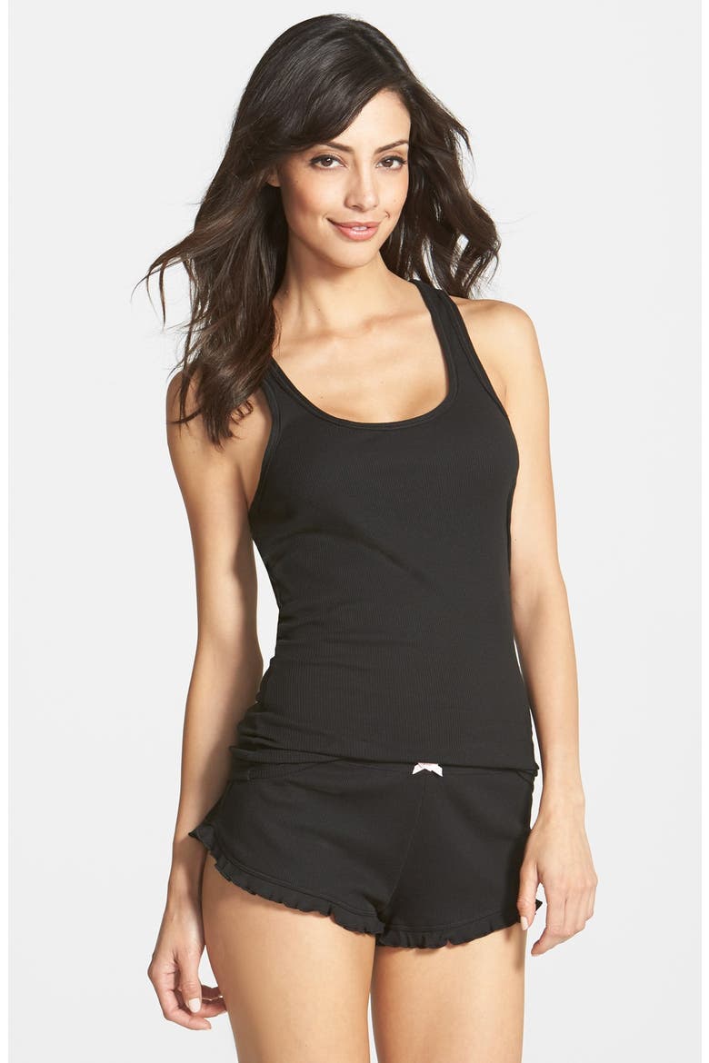 Ribbed Short Pajamas, Main, color, RAVEN BLACK