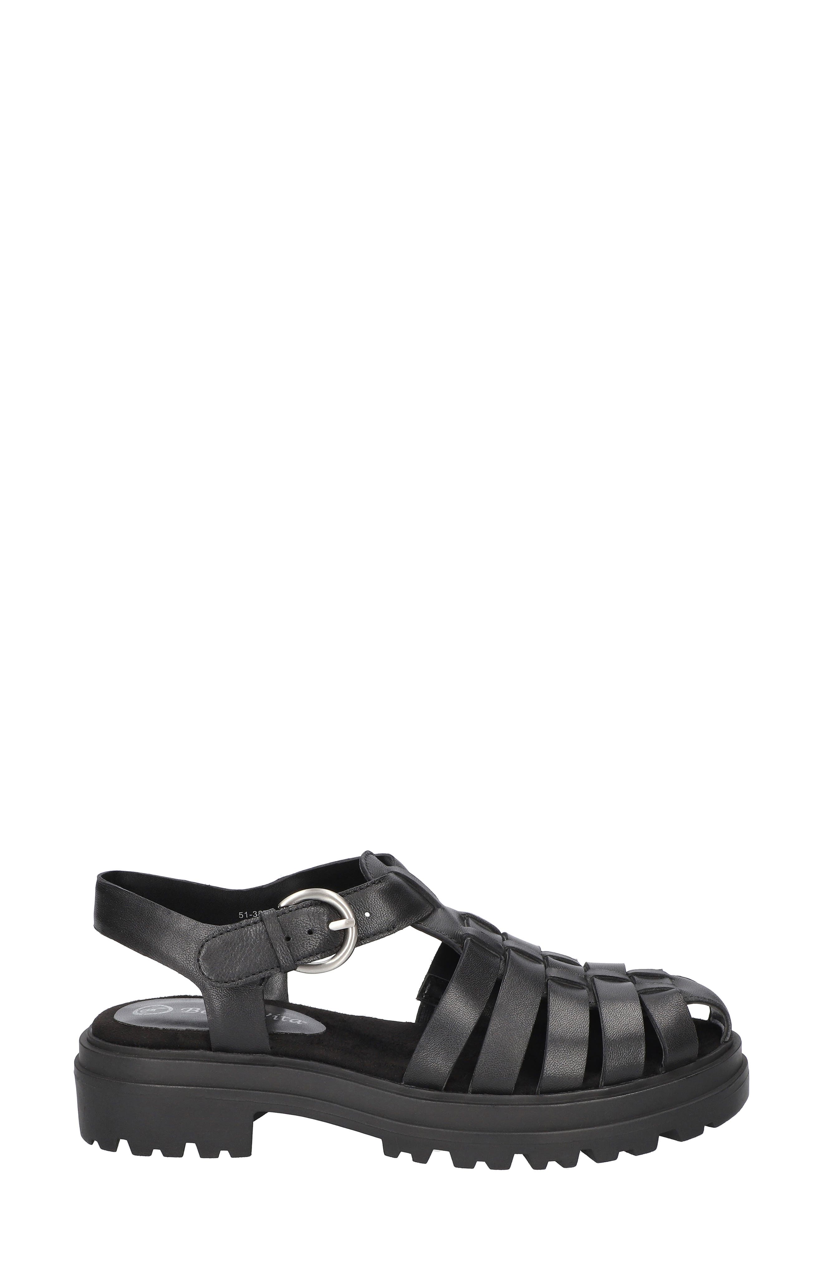 Bella Vita Sinclaire Fisherman Sandal, Alternate, color, Black Leather