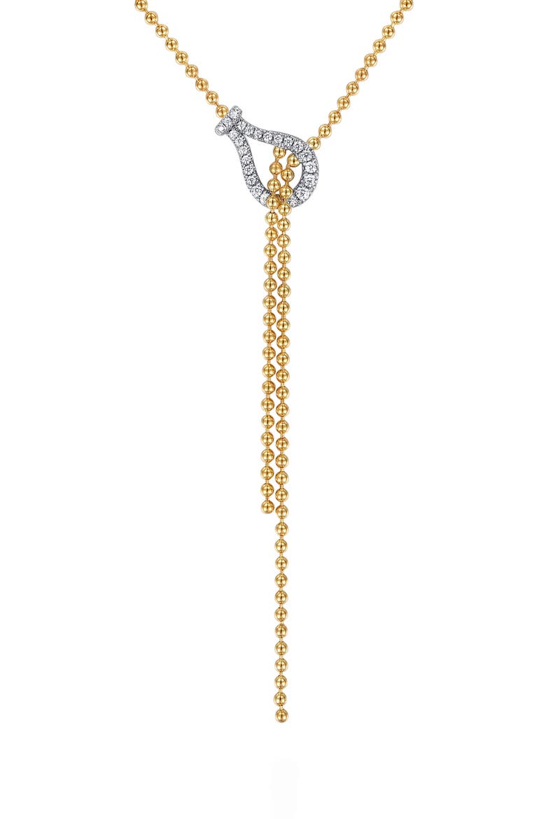 Bujukan Stirrup Two-Tone 14K Gold & Diamond Y-Necklace, Main, color, 14K YELLOW/ WHITE GOLD