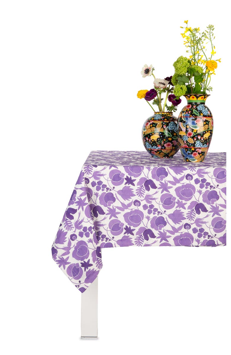 La DoubleJ Medium Tablecloth (180X280) Wildbird Viola Purple, Alternate, color, Wildbird Viola Purple