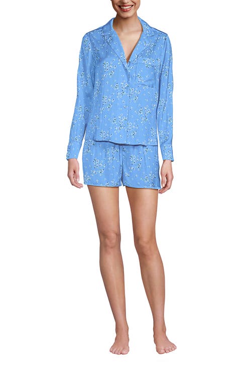 Plus Size Matte Satin 2 Piece Pajama Set - Long Sleeve Top and Shorts