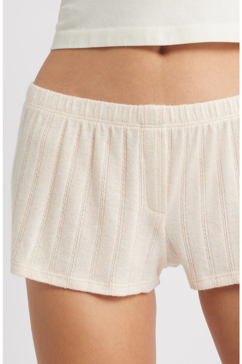 The Luna Low Rise Rib Cashmere Blend Shorts, Alternate, color, TAN IVORY