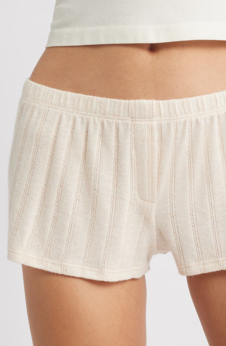 Bella Venice The Luna Low Rise Rib Cashmere Blend Shorts, Alternate, color, Tan Ivory