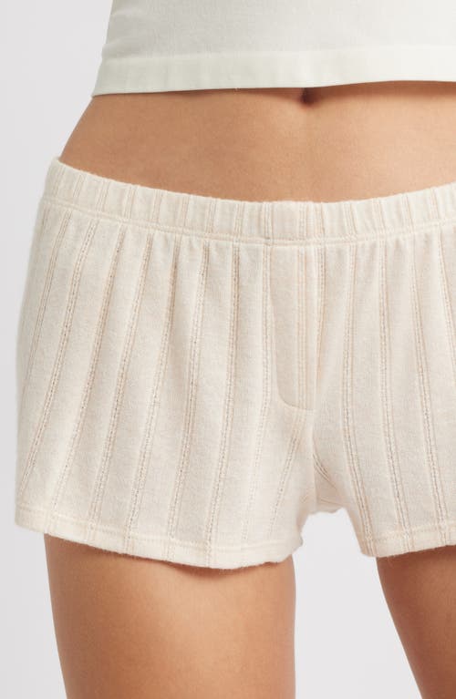 Bella Venice The Luna Low Rise Rib Cashmere Blend Shorts In White