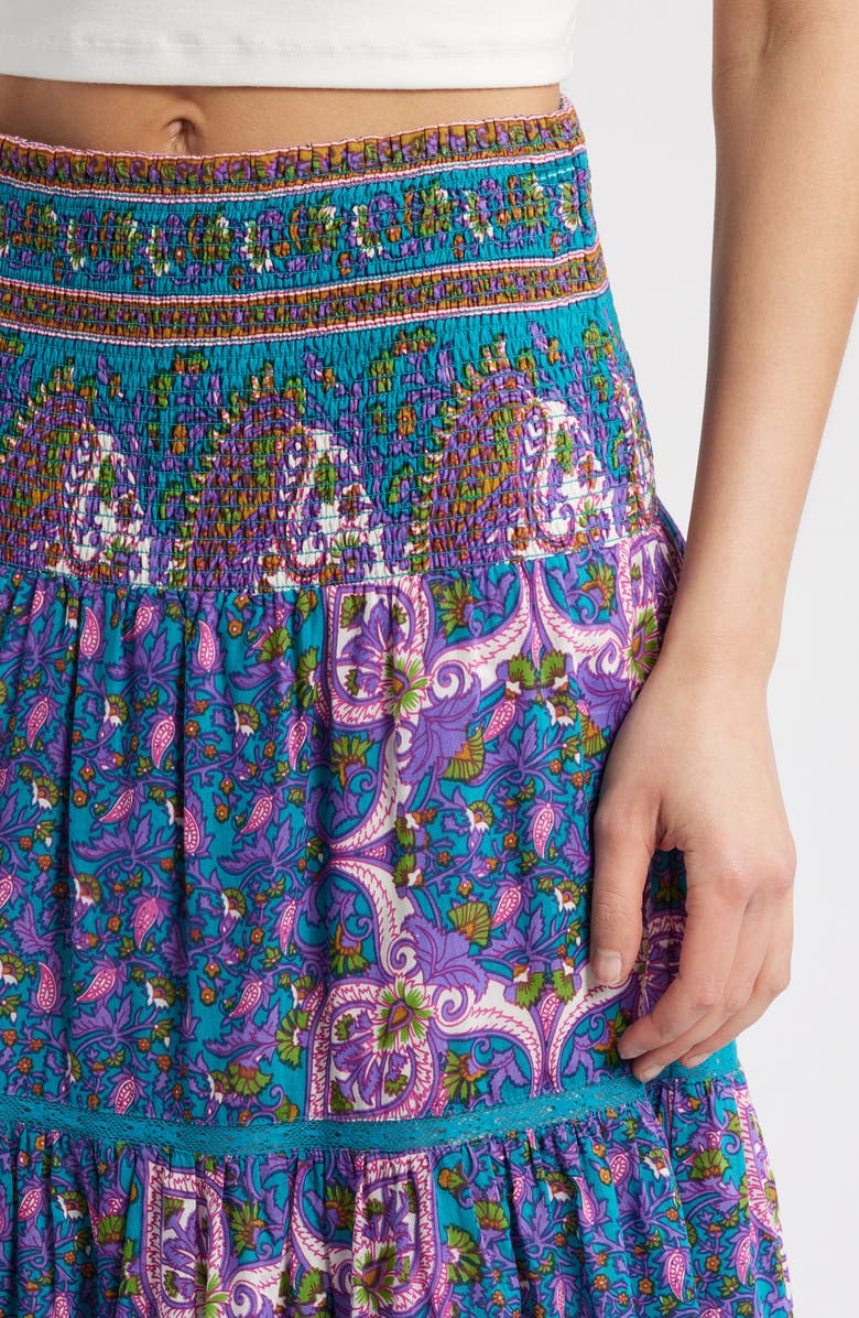 ALICIA BELL Mandy Cotton & Silk Maxi Cover-Up Skirt, Alternate, color, Purple Brown Print