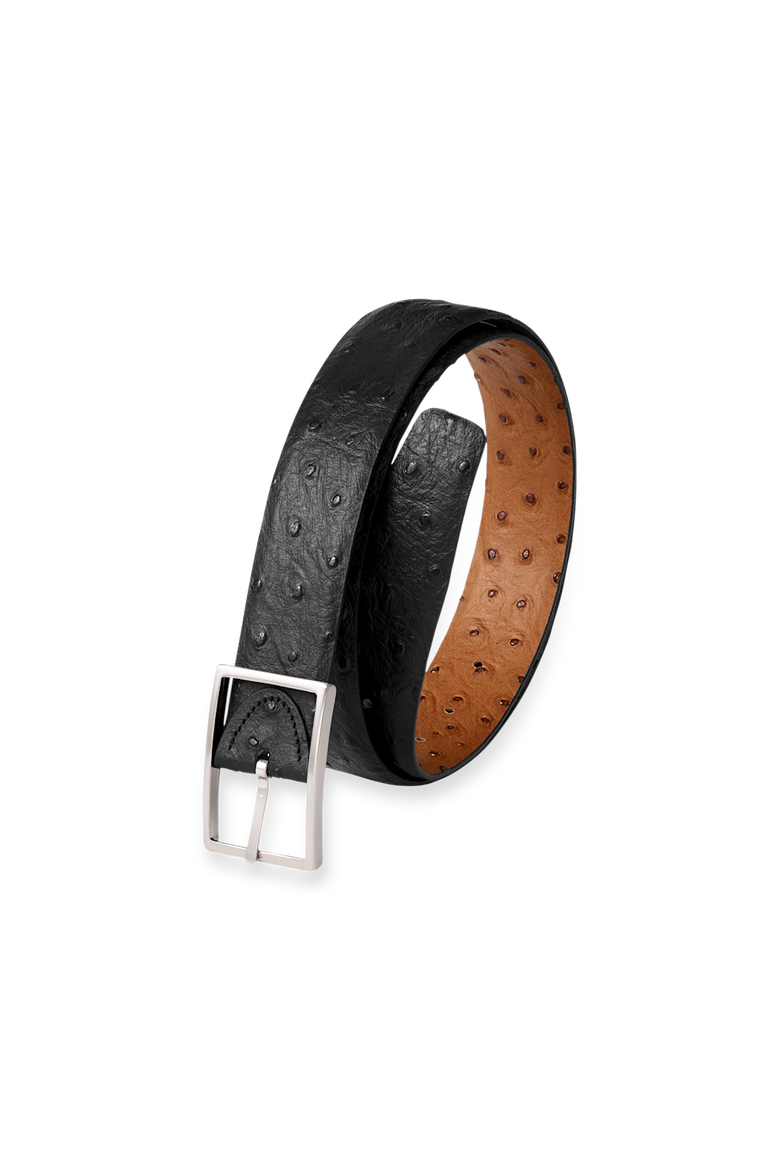 Ostrich Embossed Reversible Belt, Main, color, Black/Tan