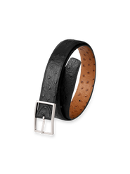 Paul Fredrick Ostrich Embossed Reversible Belt