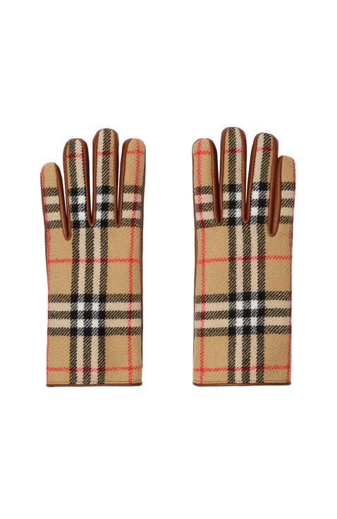 Check Wool Gloves