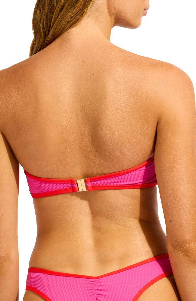 Seafolly Ring Front Bandeau Bikini Top, Alternate, color, Hot Pink/ Flame