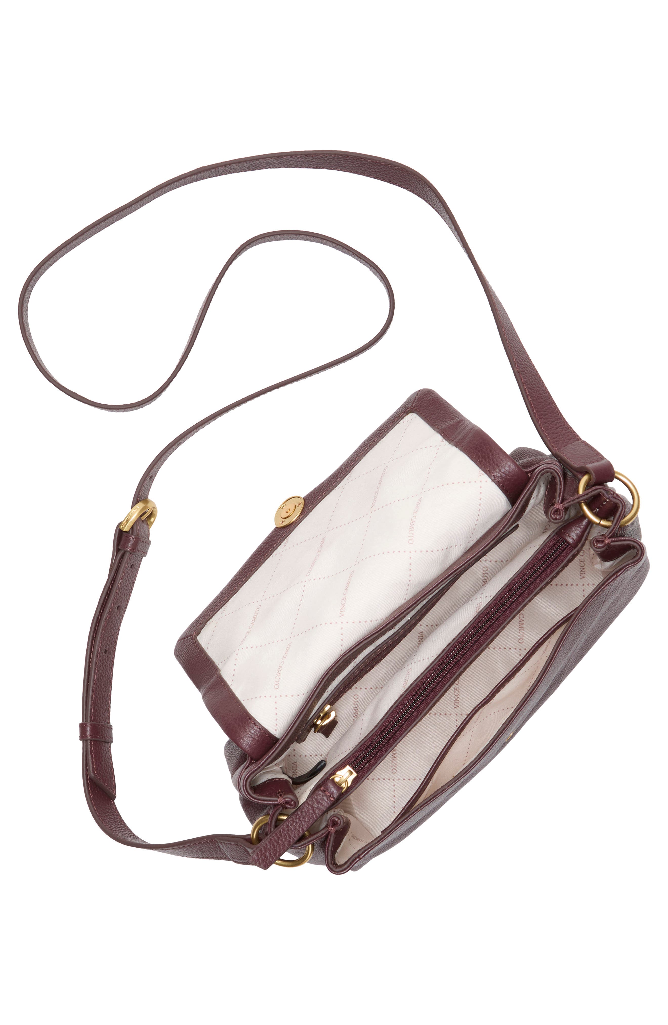 Vince Camuto Medna Leather Crossbody Bag, Alternate, color, Red