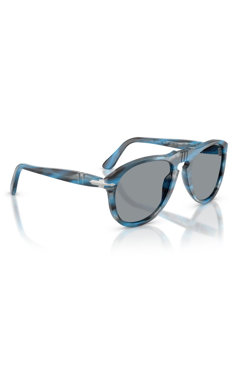 Persol 54mm Pilot Sunglasses, Alternate, color, Striped Blue And Grey / Grey