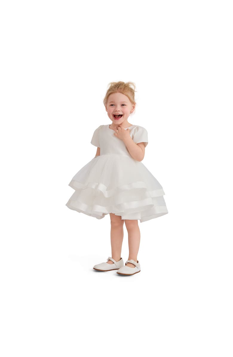 Tulleen Satin Bow Dress, Alternate, color, White
