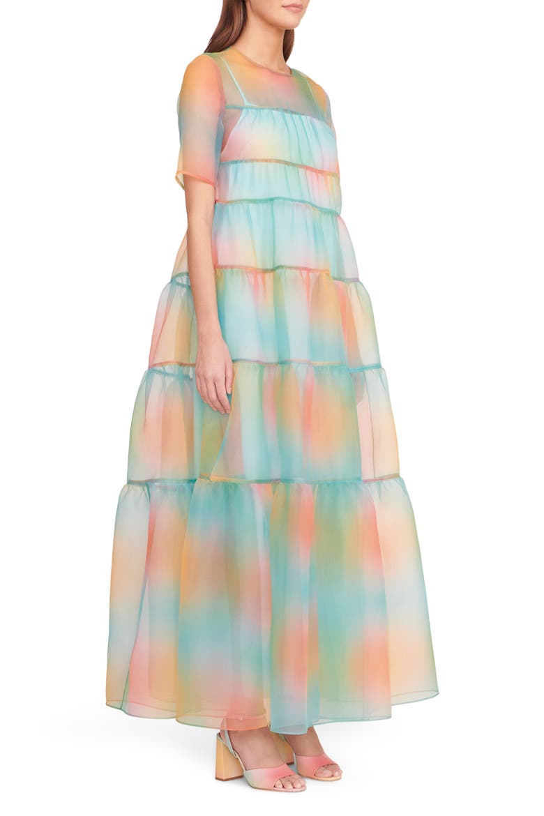 Hyacinth Crepe Organza Tiered Maxi Dress, Alternate, color, MULTI AURA