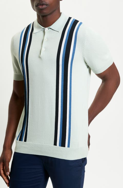 Vertical Stripe Organic Cotton Polo Sweater