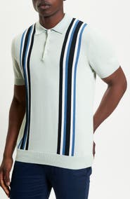 Ben Sherman Vertical Stripe Organic Cotton Polo Sweater