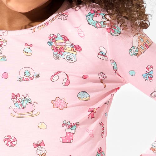 Bellabu Bear Kids' Candy Cane Lane Set Of 2 Piece Pajamas In Pink