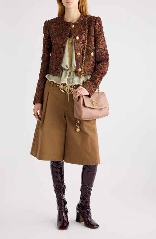 Chloé Multicolor Cropped Jacket With Round Neck And All-over Motif In Cotton Blend Woman