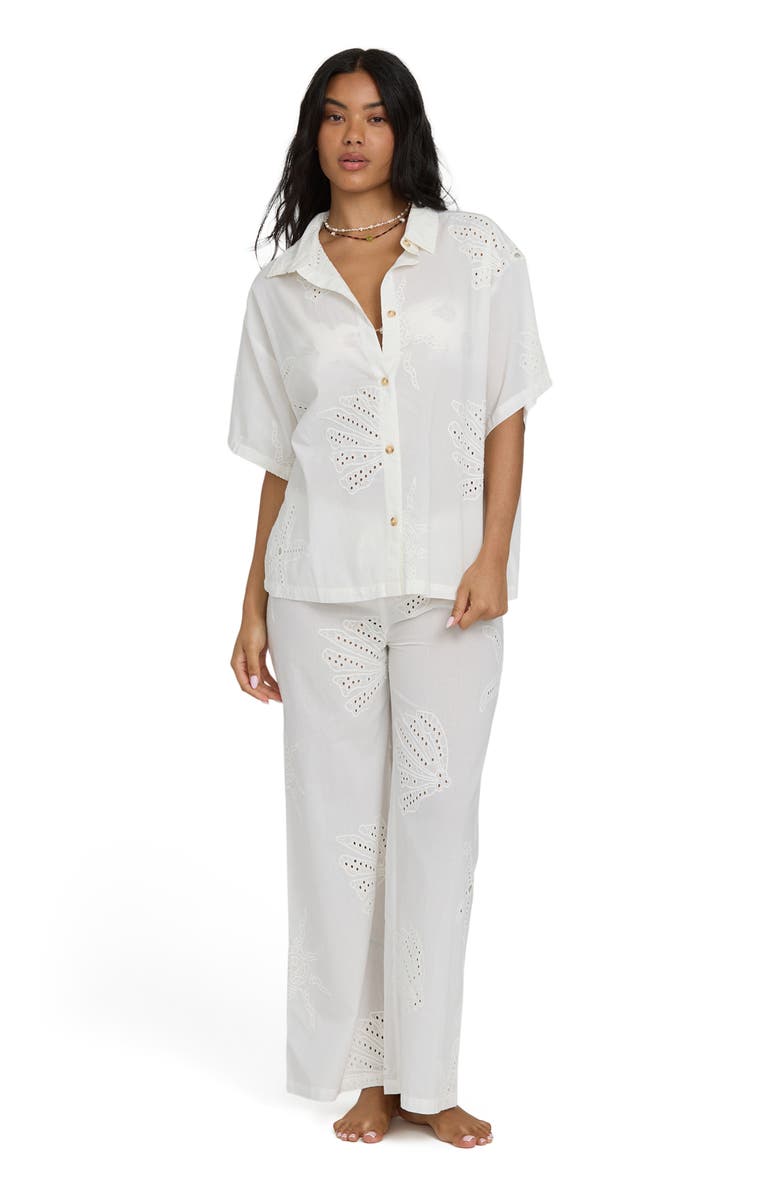 Billabong Beach Livin' Embroidered Eyelet Cover-Up Shirt, Alternate, color, Salt Crystal