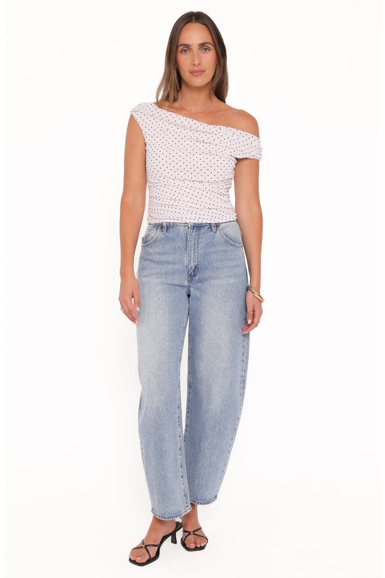 Aaron One-Shoulder Top, Alternate, color, PALE PINK DOT
