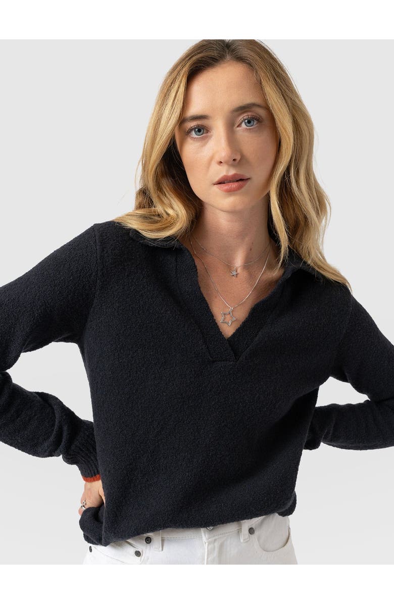 Saint + Sofia Delphi Polo Knit, Alternate, color, Black
