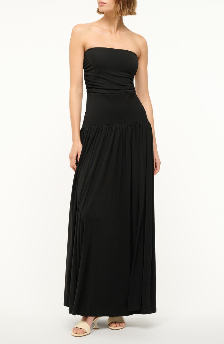 STAUD Mariana Strapless Maxi Dress, Main, color, Black