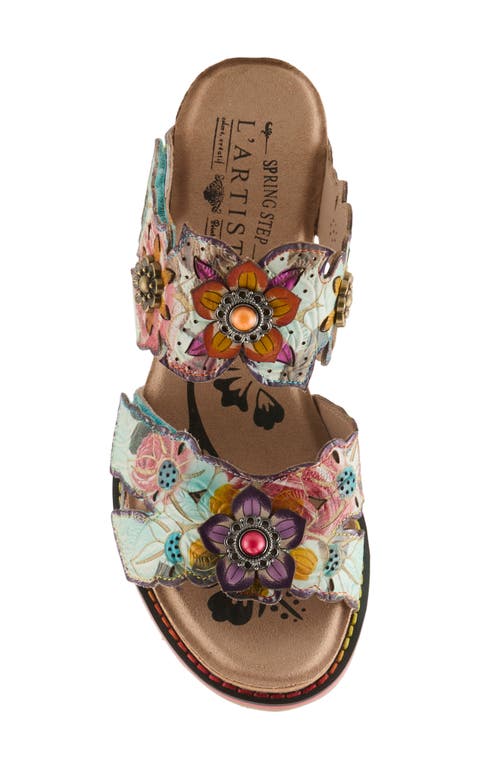 L'artiste By Spring Step Radiating Sandal In Mint Green Multi