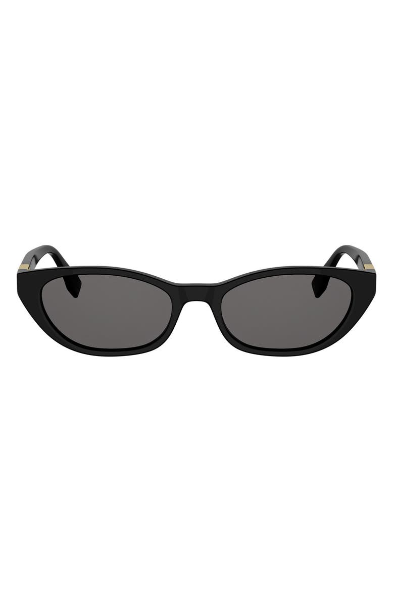 Fendi Baguette 54mm Cat Eye Sunglasses, Main, color, Shiny Black / Smoke