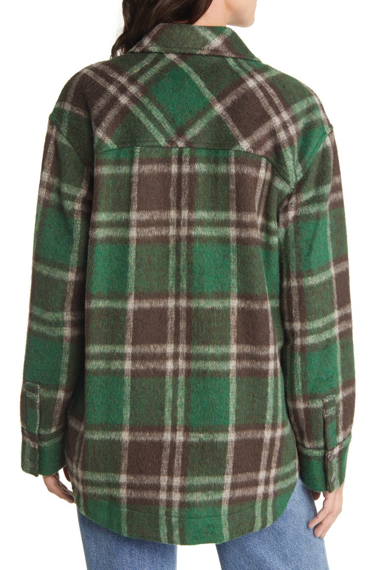 Flannel Shirt Jacket, Alternate, color, BROWN- GREEN BRUSHED PLAID