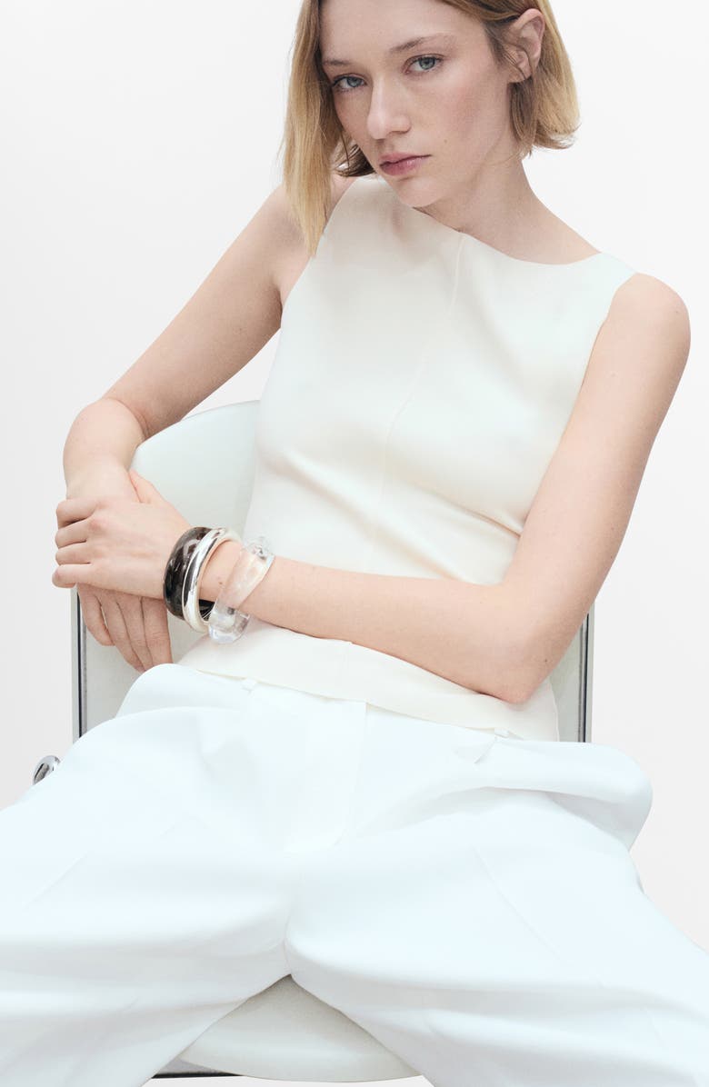 MANGO Boat Neck Knit Top, Alternate, color, Ecru