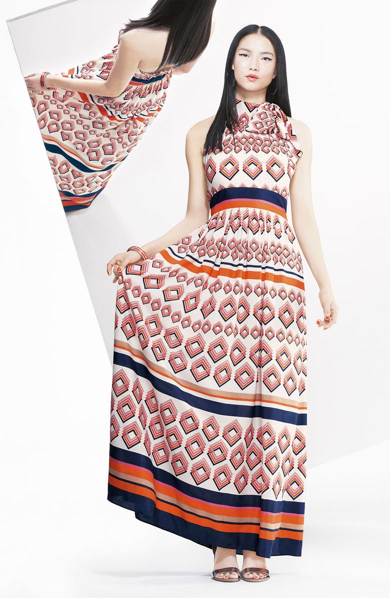 Eliza J Tie Neck Maxi Dress, Alternate, color,