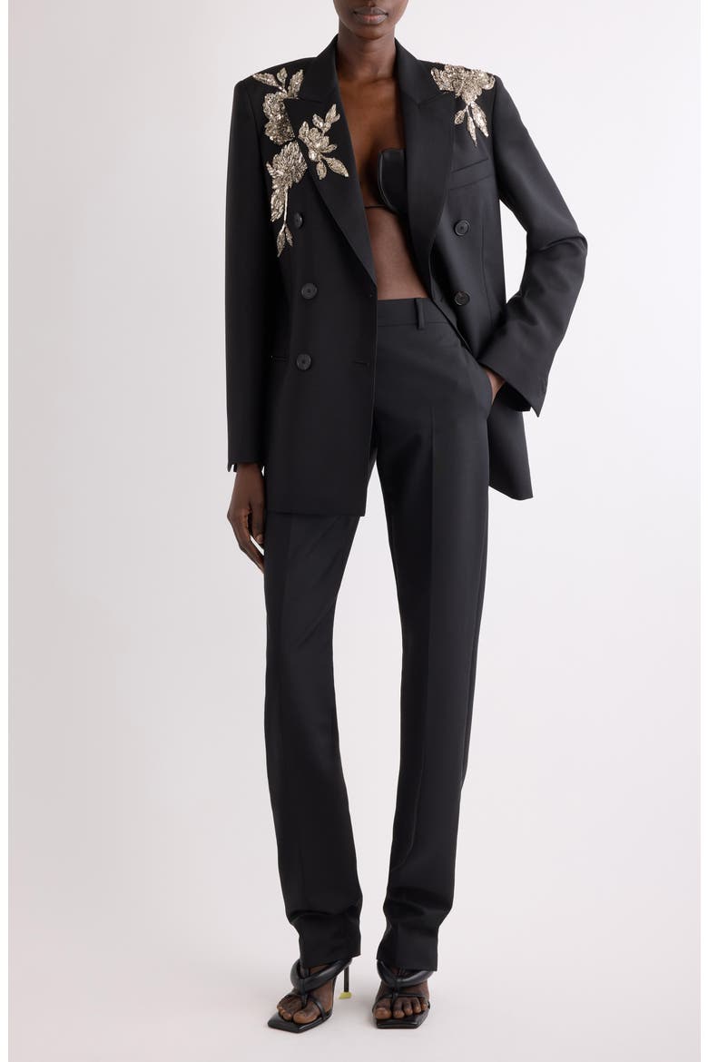 Sequin Embellished Slashed Wool & Mohair Jacket, Alternate, color, BLACK