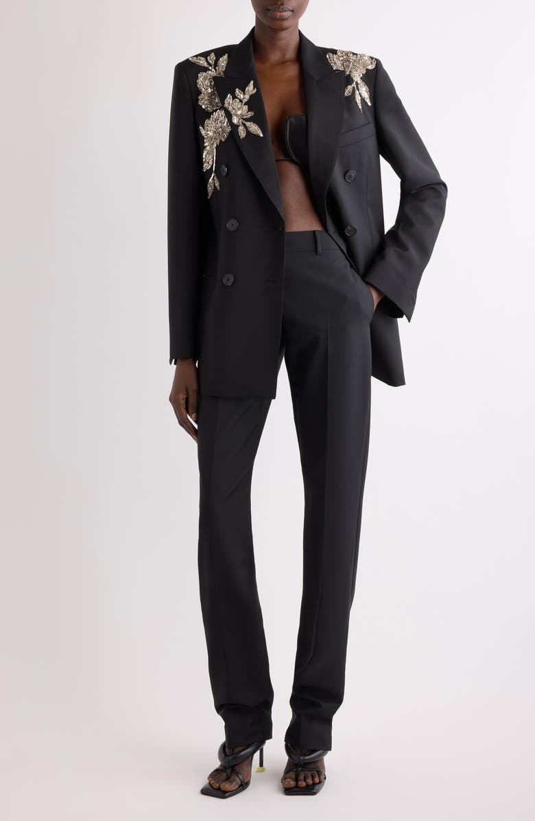 Givenchy Sequin Embellished Slashed Wool & Mohair Jacket, Alternate, color, Black