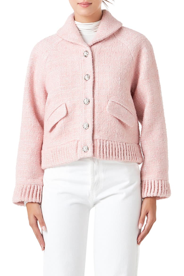 Metallic Tweed Jacket, Main, color, BLUSH PINK