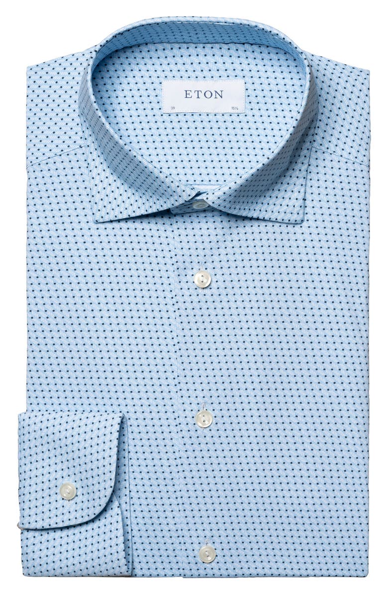 Eton Slim Fit Dot Print Stretch Dress Shirt, Alternate, color, 