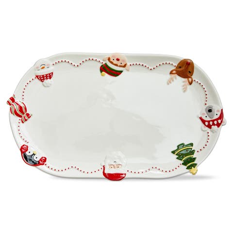 Holiday Cheer Christmas Oval Earthenware Platter Multi 17x10x1 in