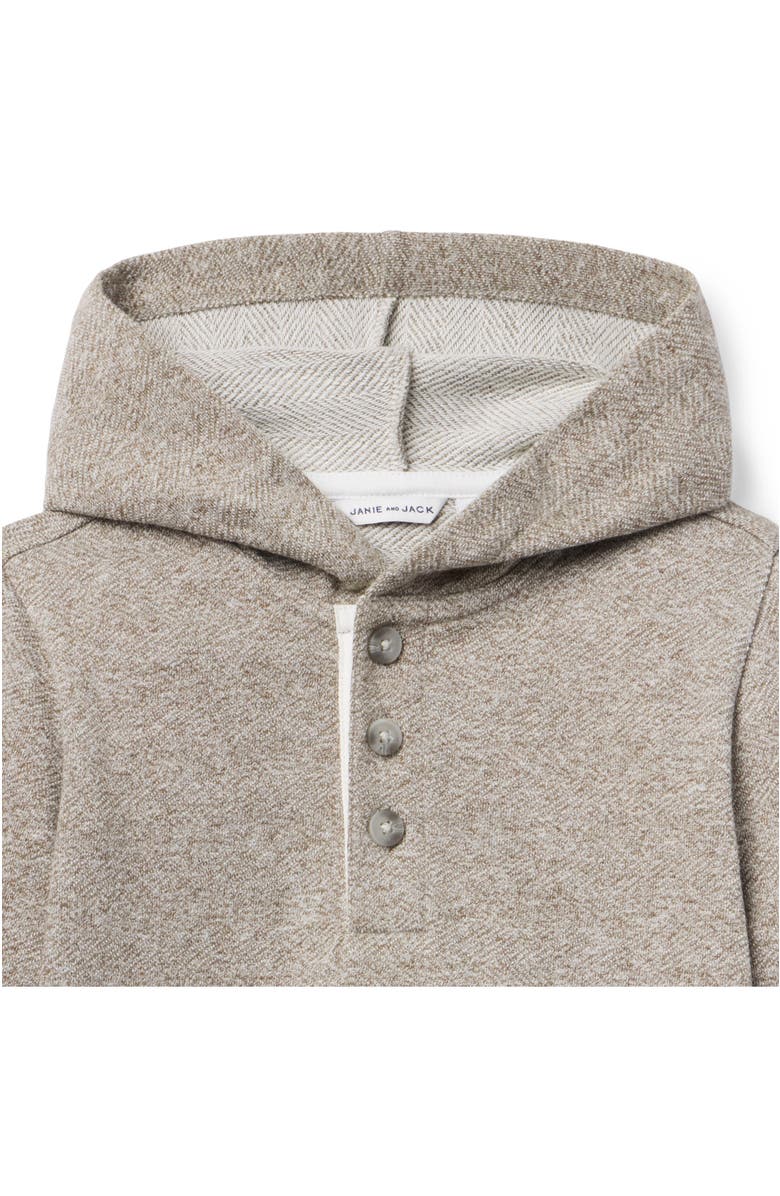 Janie and Jack Herringbone Hooded Sweatshirt, Alternate, color, Beige