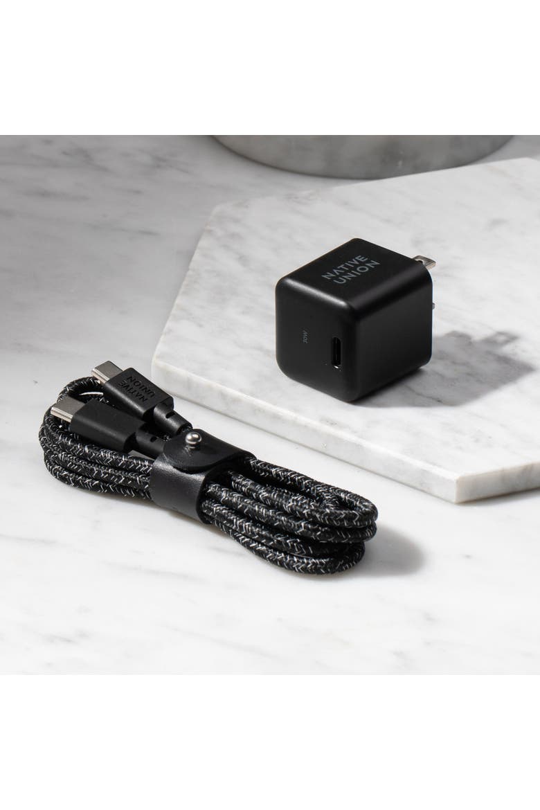 Fast GaN Charger with Cable, Alternate, color, BLACK