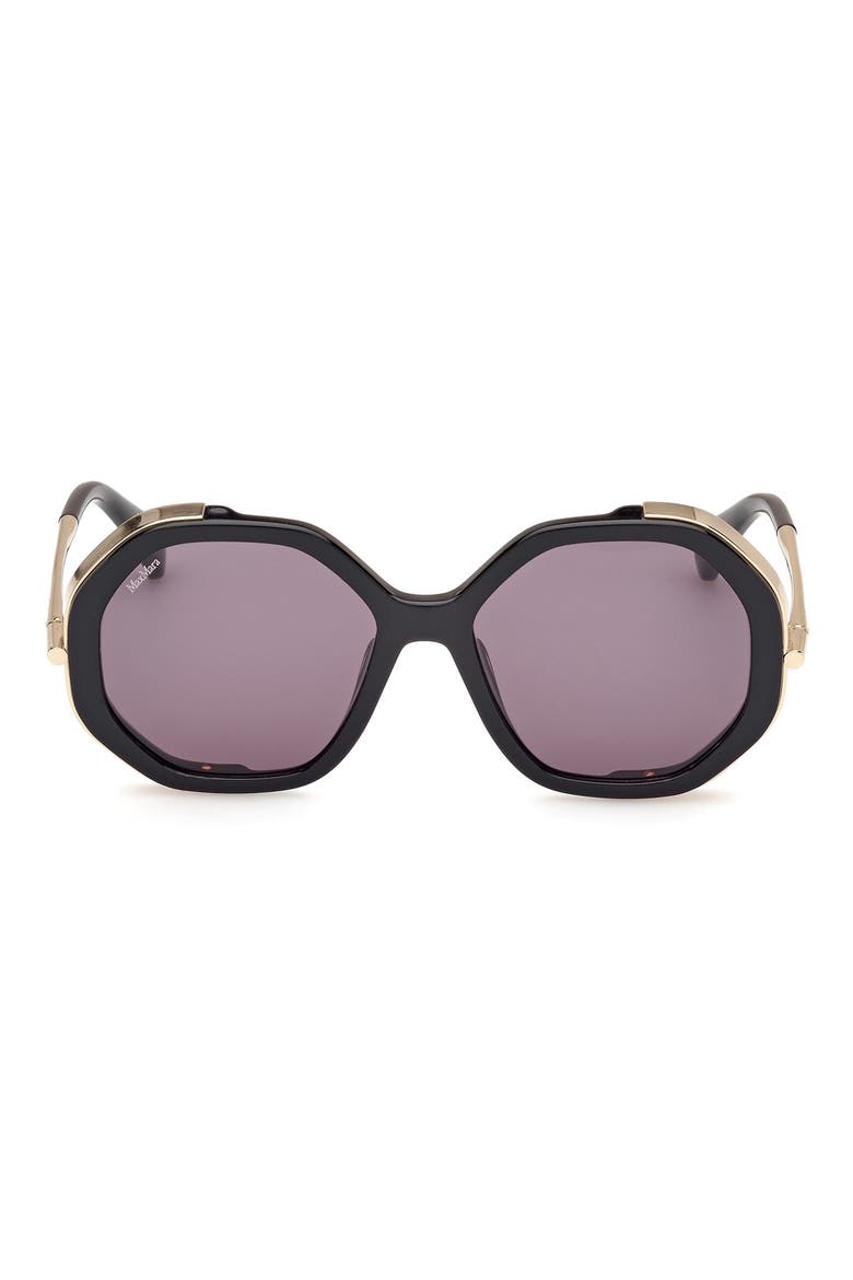 Menton 57mm Round Sunglasses, Main, color, SHINY BLACK / SMOKE
