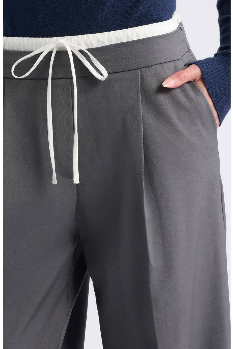 Tibi Contrast Detail Drawstring Pants, Alternate, color, GREY