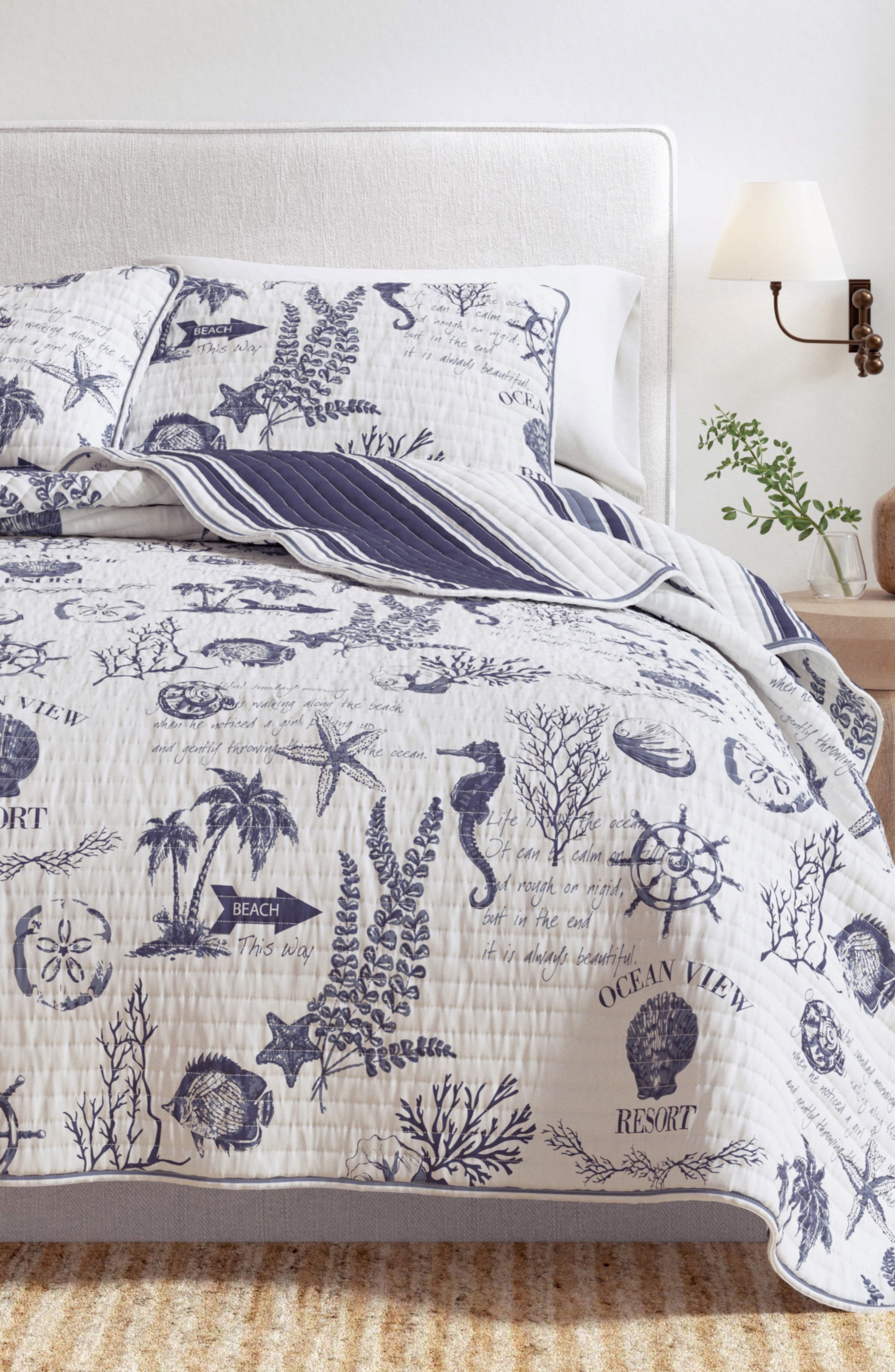 Woven & Weft Coastal Print Cotton Quilt & Sham Set