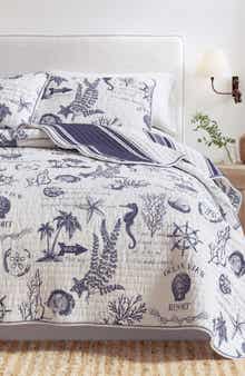 Woven & Weft Coastal Print Cotton Quilt & Sham Set