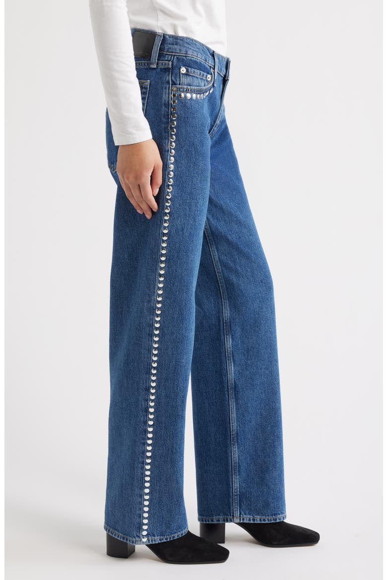 Saige Studded Low Rise Full Length Relaxed Straight Leg Jeans, Alternate, color, PARK STUD