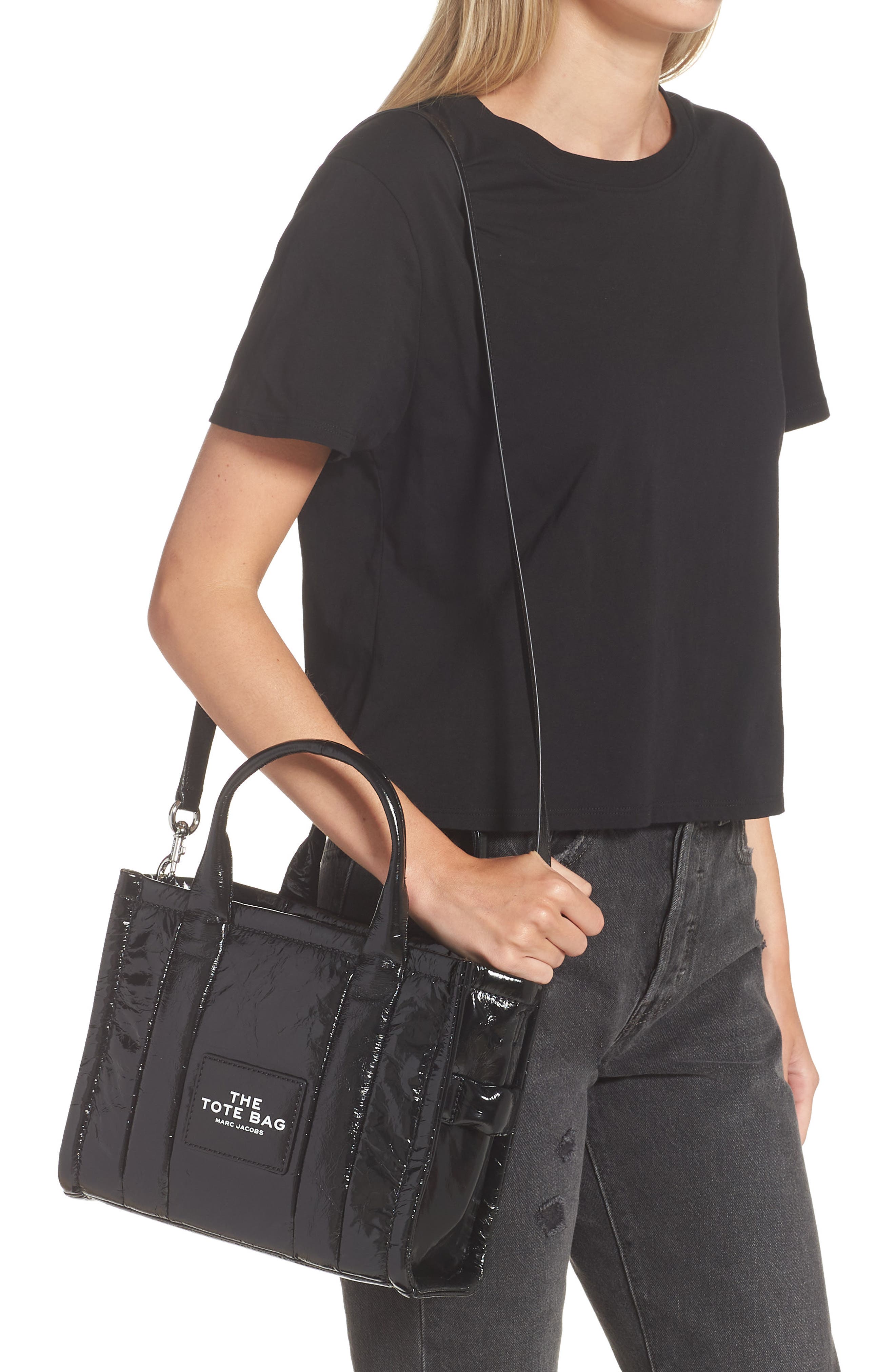 Marc Jacobs The Crinkle Leather Small Tote Bag, Alternate, color, 